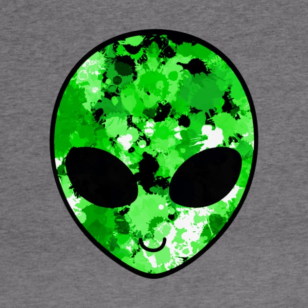 Green Paint Splatter Alien Head by BigTexFunkadelic